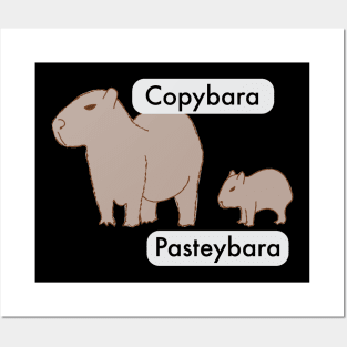 Capybara and Baby Capybara Pup, Copy Paste Pun Copybara Pasteybara Posters and Art